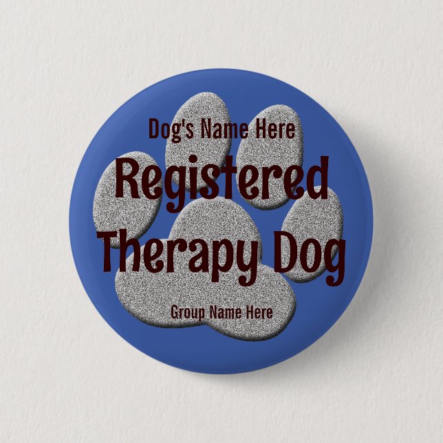 Therapy Dog ID - blue 6 Cm Round Badge (Front)