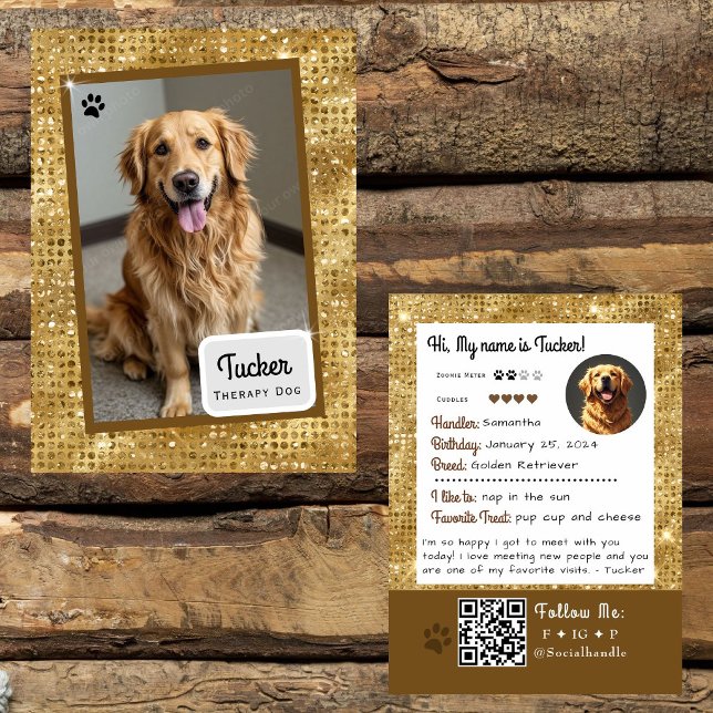 Therapy Dog Trading Card Gold Sparkle (Creator Uploaded)