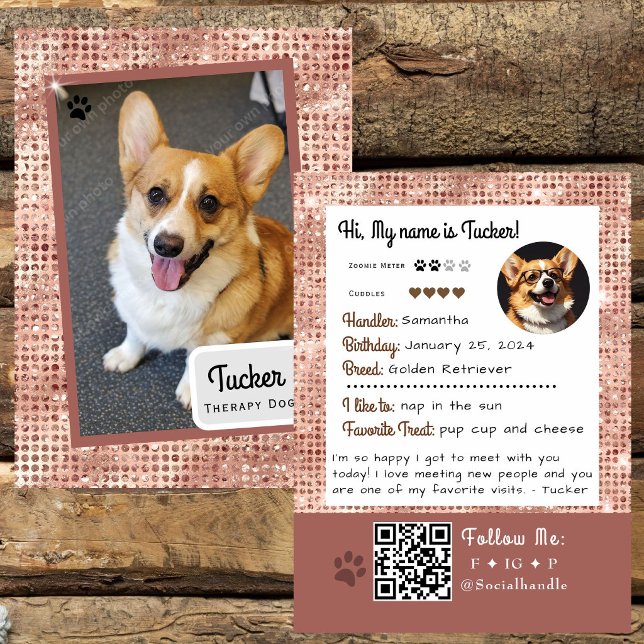 Therapy Dog Trading Card Pink Sparkle (Creator Uploaded)