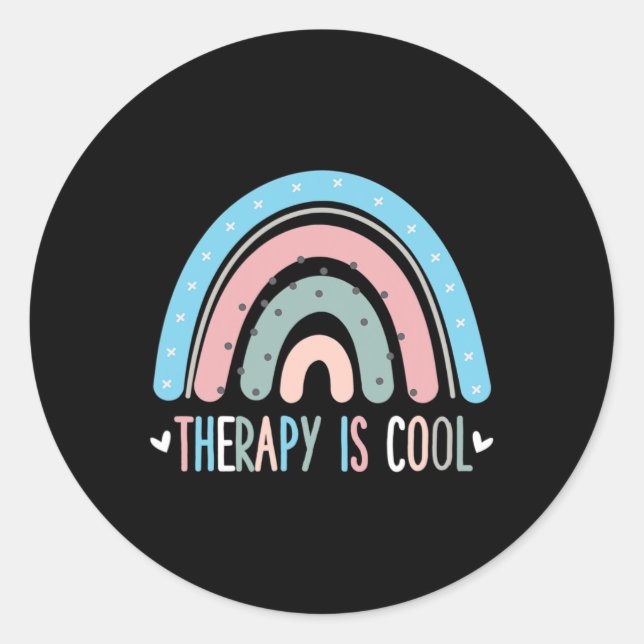 Therapy Is Cool Mental Health Awareness Therapist  Classic Round Sticker (Front)