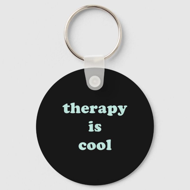 Therapy Is Cool Mint Green Mental Health Awareness Key Ring (Front)