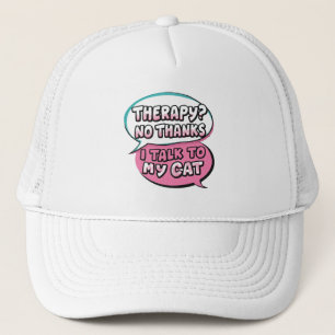 Therapy? No Thanks, I Talk to My Cat Comic Design Trucker Hat