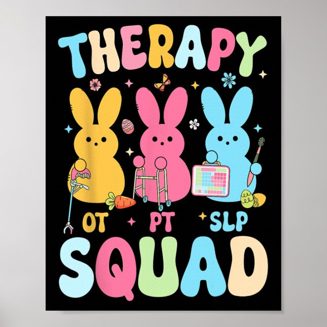 Therapy Squad Easter Day Slp Ot Pt Bunny Eggs Ther Poster (Front)