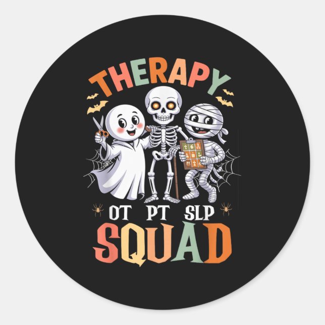 Therapy Squad Retro Ot Pt Team Cute Funny Hallowee Classic Round Sticker (Front)