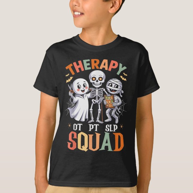 Therapy Squad Retro Ot Pt Team Cute Funny Hallowee T-Shirt (Front)