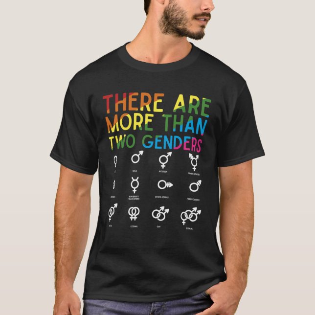 There Are More Than 2 Genders Rainbow  LGBT Pride T-Shirt (Front)