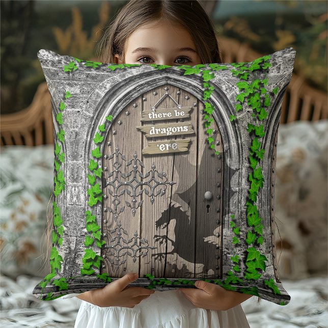 There be Dragons King Arthur Mediaeval Dragon Door Cushion (Creator Uploaded)