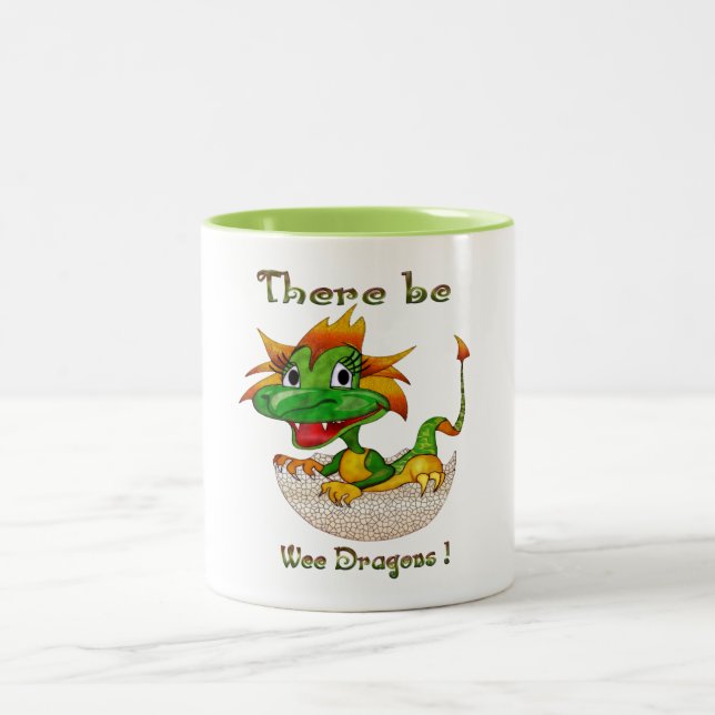 There Be Wee Dragons Two-Tone Coffee Mug (Center)