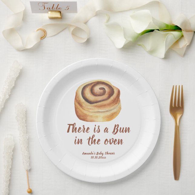 There is a Bun in the oven Baby Shower Paper Plate (Wedding)