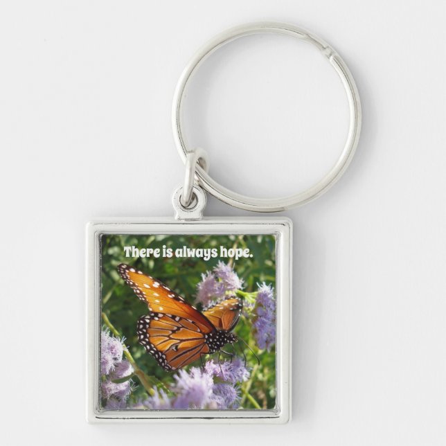 There is Always Hope Monarch Butterfly Floral Key Ring (Front)