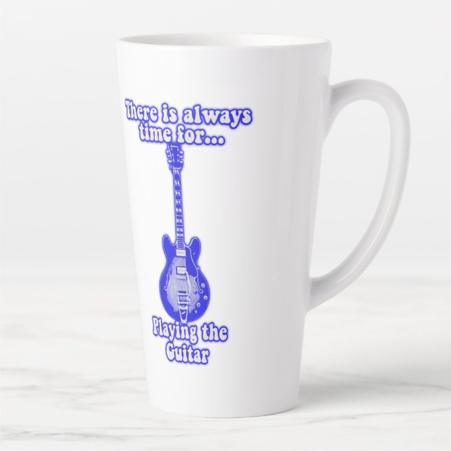 There is always time for playing the guitar. blue latte mug (Right)