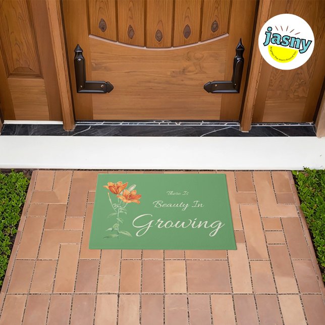 There is Beauty In Growing Floral Tiger Lillies Doormat (Creator Uploaded)