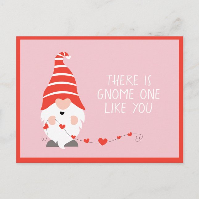 There Is Gnome One Like You Red Pink  Postcard (Front)