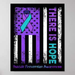 There Is Hope American Flag Suicide Prevention Awa Poster