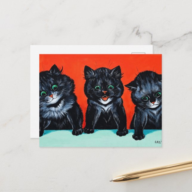 There Is Luck in Odd Numbers by Louis Wain Postcard (Front/Back In Situ)