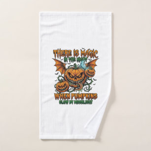 There Is Magic Halloween Monster Pumpkins Bat Wing Hand Towel