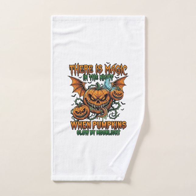 There Is Magic Halloween Monster Pumpkins Bat Wing Hand Towel (Hand Towel)
