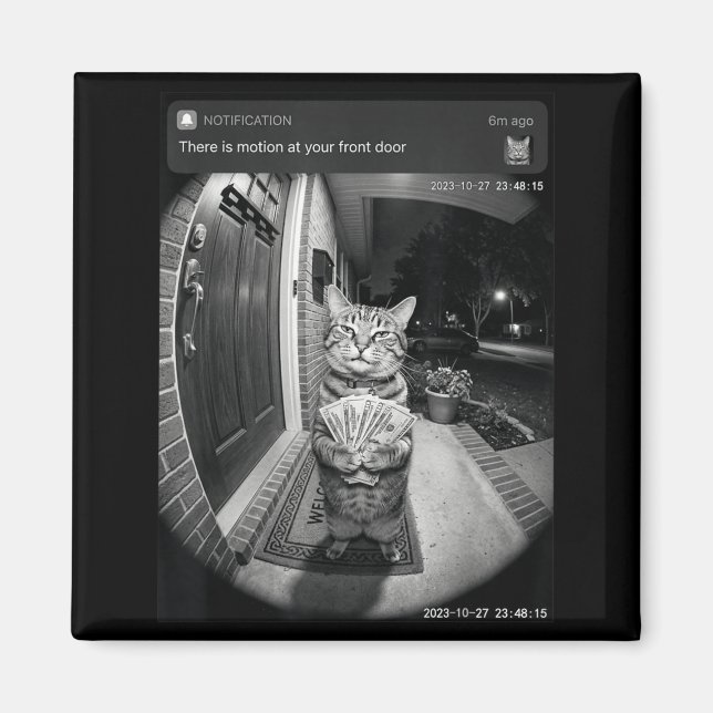 There is Motion at Front Door Funny Cat Meme Men Magnet (Front)