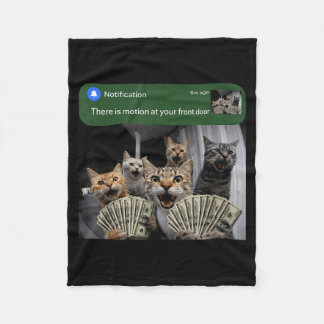There is motion at front door funny cat motion mem fleece blanket