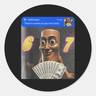 There Is Motion At Front Doortung Tung Tung Sahur Classic Round Sticker