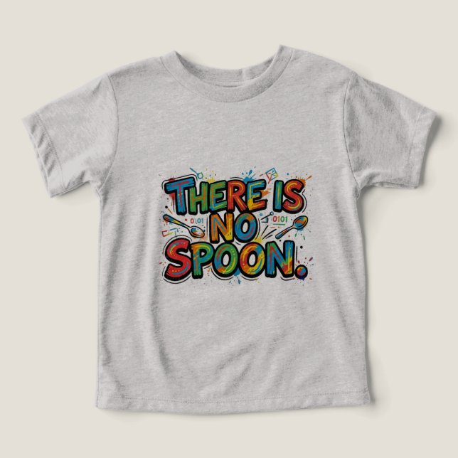 There Is No Spoon. Minimalist Quote T-Shirt (Design Front)