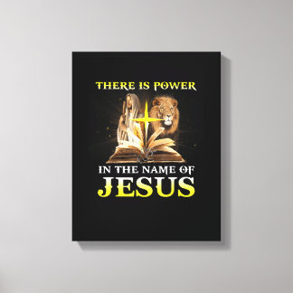 There Is Power In The Name Of Jesus Lion Christian Canvas Print