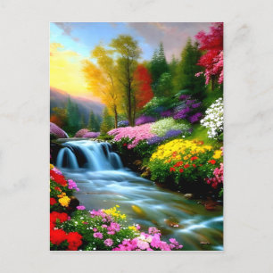 There is something special about small waterfall f postcard