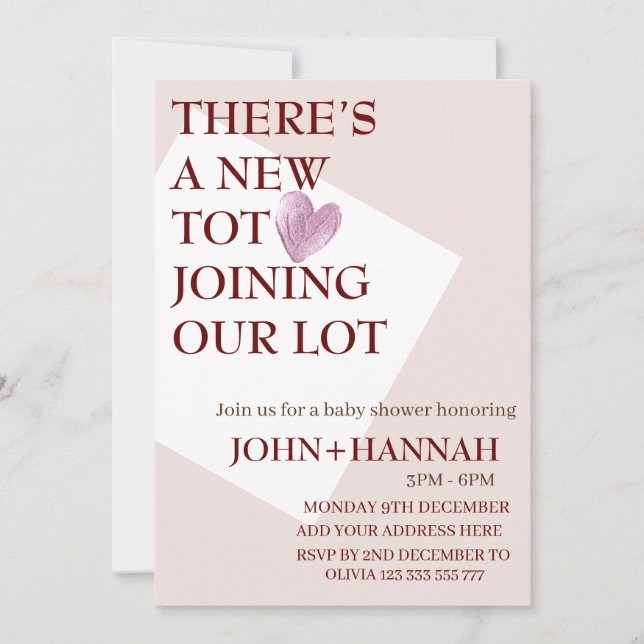 There’s a New Tot Joining Our Lot Coed Baby Shower Invitation (Front)