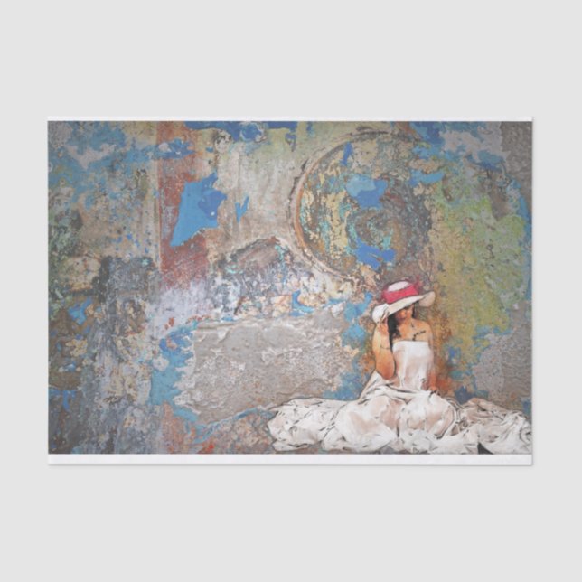 There She Sits Decoupage Tissue Paper (Front)