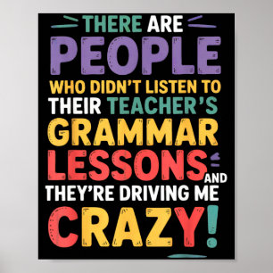 There Their Theyre English Grammar Teacher Funny H Poster