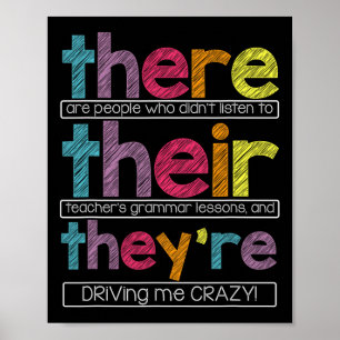 There Their They're English Grammar Teacher Funny Poster