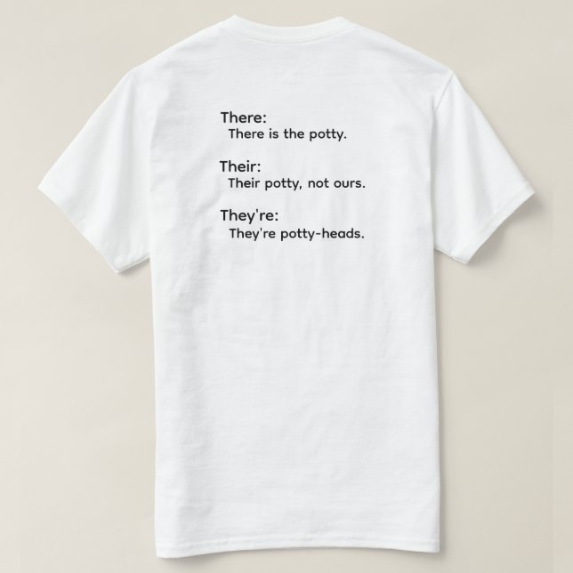 There Their They're Grammar T-Shirt (Design Back)