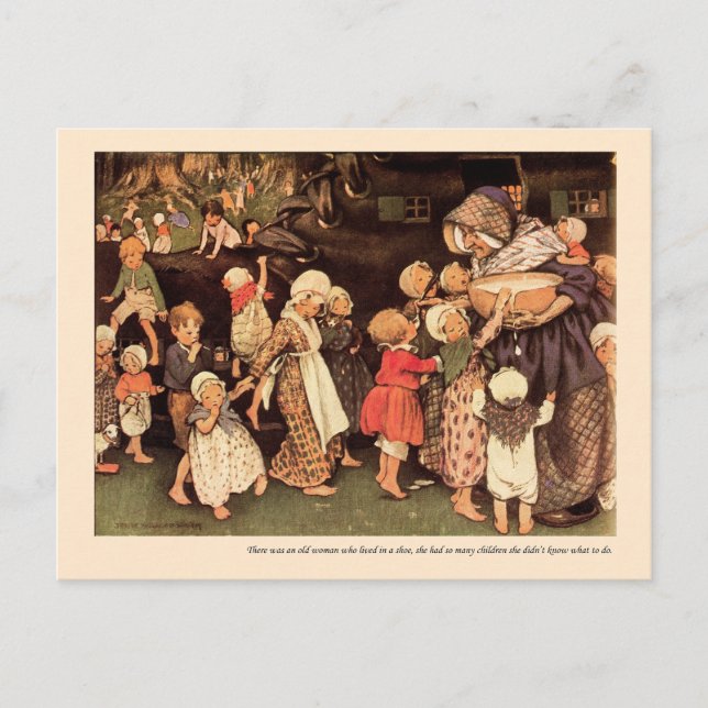 There Was An Old Woman Nursery Rhyme Postcard (Front)