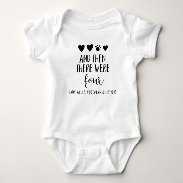 There Were Four with Paw Print Due Date Bodysuit (Front)