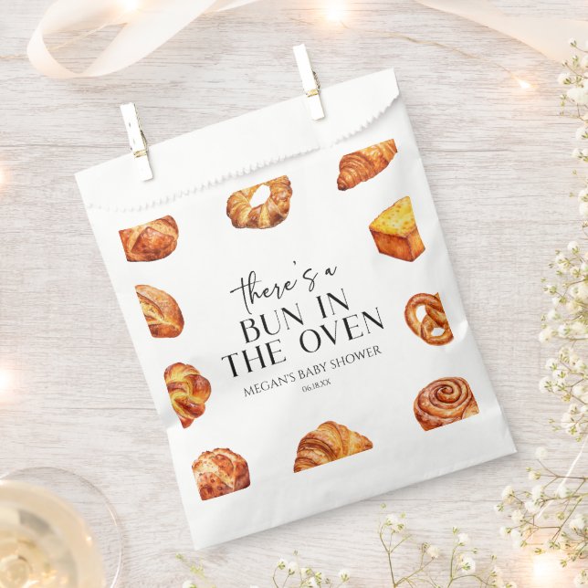There's A Bun In The Oven Bread Baby Shower Favour Bags (Clipped)