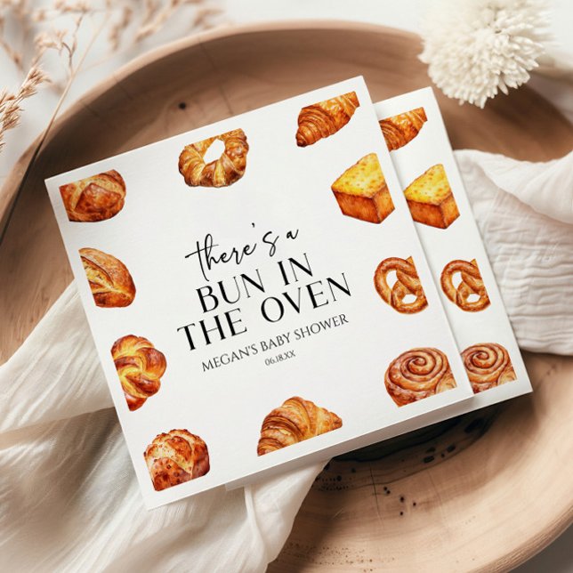 There's A Bun In The Oven Bread Baby Shower Napkin (Creator Uploaded)