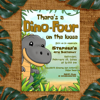 There's a Dino Four on the Loose - 4rd Birthday Invitation