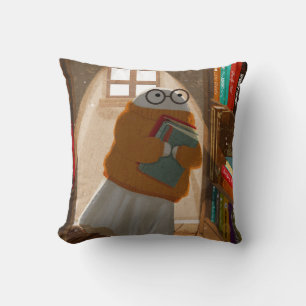 There's A Ghost Amongst The Bookshelves Again... Cushion