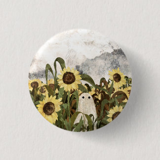 There's a ghost in the sunflower field again... 3 cm round badge