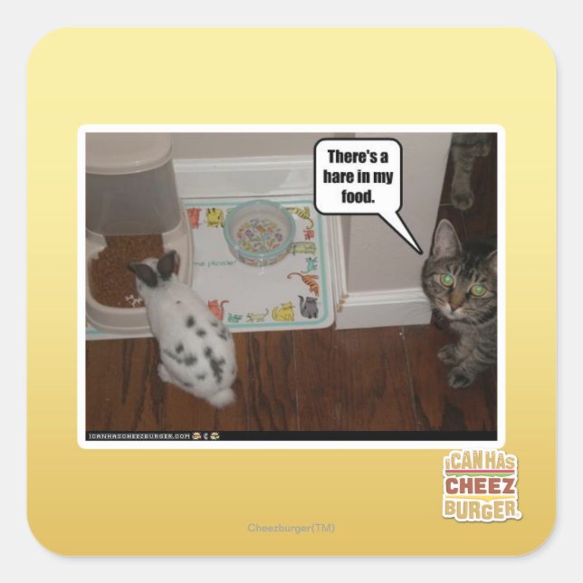 There's a hare in my food. square sticker (Front)