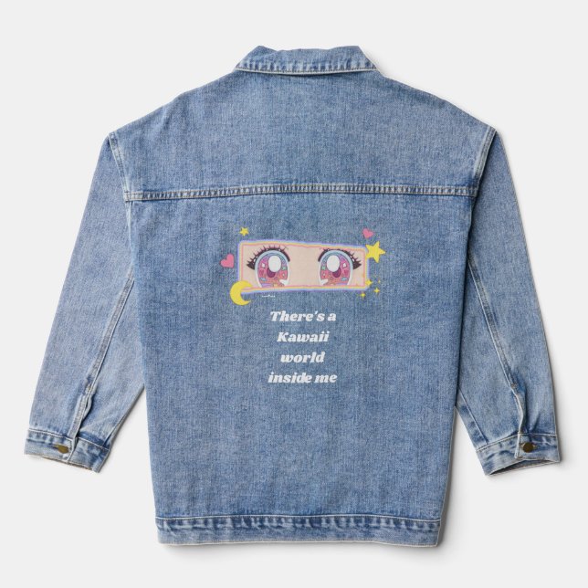 "There's a kawaii world inside me" print denim Jacket (Back)