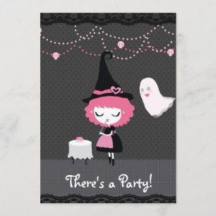 There's a Party! Pink Witch Invitation