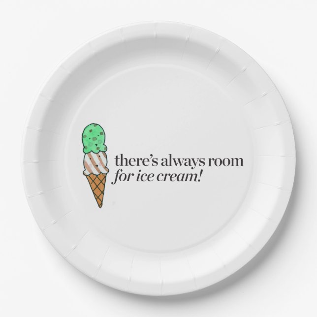 There's Always Room for Ice Cream Paper Plate (Front)