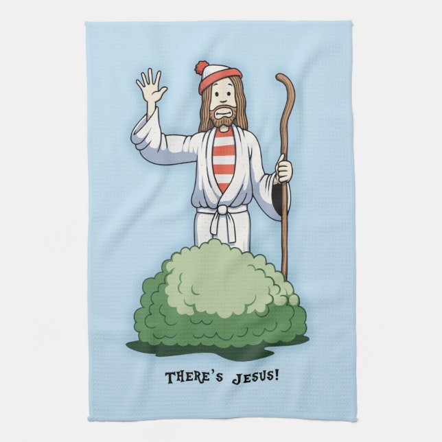 There's Jesus! Tea Towel (Vertical)