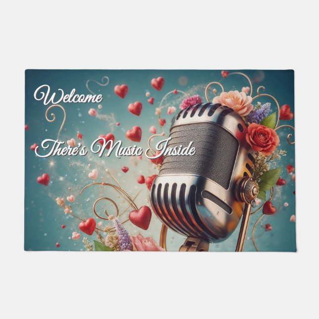 There's Music Inside - Retro Vibes Door Mat (Front)