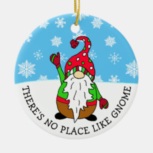 There's No Place like Gnome Christmas Ceramic Tree Decoration
