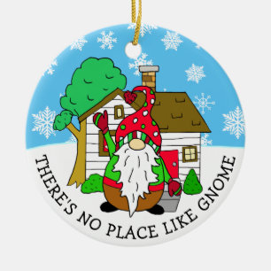 There's No Place like Gnome Christmas Ceramic Tree Decoration