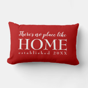 There's No Place Like Home Cute Custom Year Red Lumbar Cushion