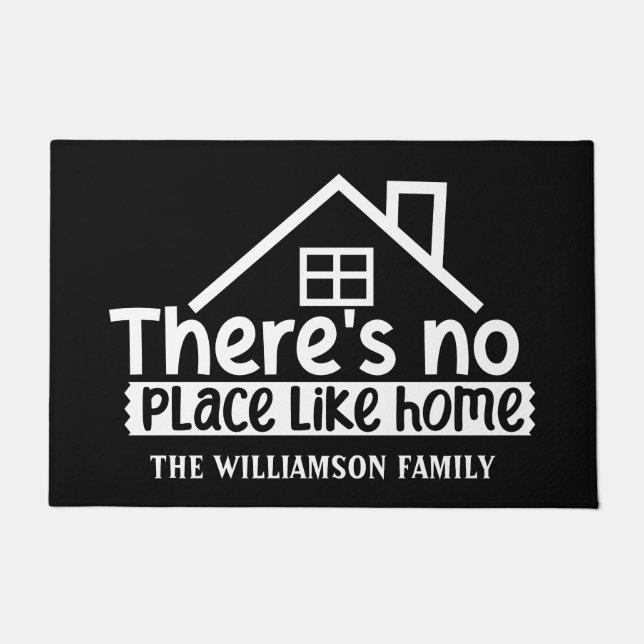 There's No Place Like Home Personalised Black Doormat (Front)