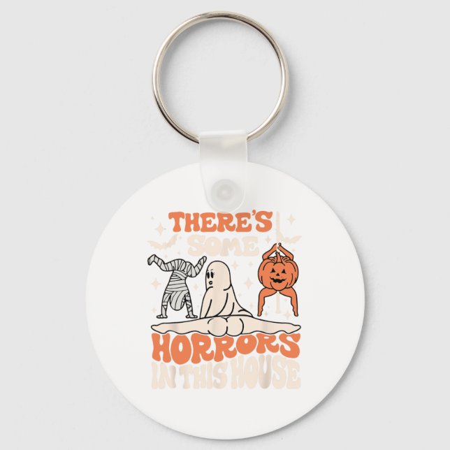 There's Some Horrors In This House Ghost Pumpkin H Key Ring (Front)